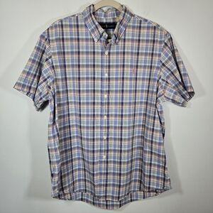 Ralph Lauren Men’s Light Blue‎ Plaid Short Sleeve Button Down Shirt Size Large